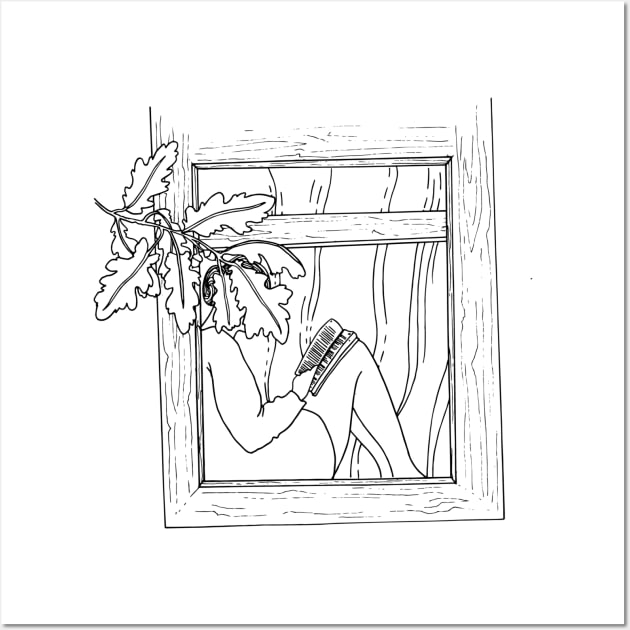 Plant Lady Reading in Window Wall Art by themintgardener